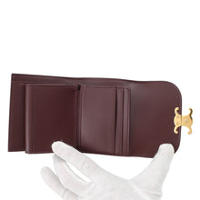 将图像加载到图库查看器中,CELINE Small flap wallet Triomphe Deep burgundy10D783GVE.28DG Goatskin Leather
