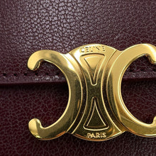 将图像加载到图库查看器中,CELINE Small flap wallet Triomphe Deep burgundy10D783GVE.28DG Goatskin Leather