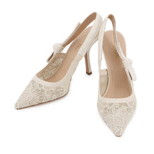 Load image into Gallery viewer, Dior Slingback Pumps Off-white Leather Canvas Size 39