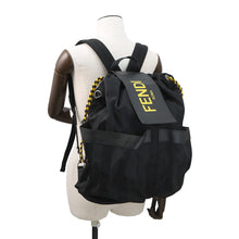 将图像加载到图库查看器中,FENDI Strike Pecan Backpack Black/Yellow7VZ056 Nylon Leather Size Large