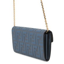 Load image into Gallery viewer, FENDI Zucca Pattern F is FENDI Chain Long Wallet Blue8M0365 Leather