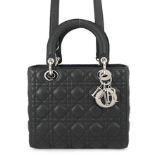 将图像加载到图库查看器中,Dior Cannage Lady Dior 2WAY Handbag BlackM0565PWRT_M900 Grained CalfLeather Size Medium