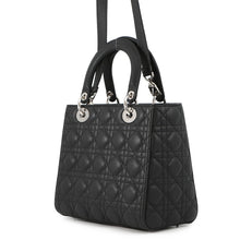 将图像加载到图库查看器中,Dior Cannage Lady Dior 2WAY Handbag BlackM0565PWRT_M900 Grained CalfLeather Size Medium