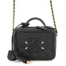 将图像加载到图库查看器中,CHANEL CCFiligree Small Vanity Bag BlackA93342 Caviar Leather