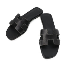 将图像加载到图库查看器中,HERMES Oran Sandals Black Leather Size 36