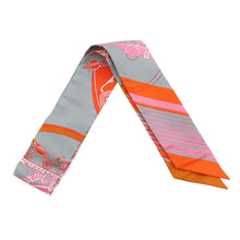 Load image into Gallery viewer, HERMES Twilly EX-LIBRIS Grease/Orange/Rose Bonbon Silk100%