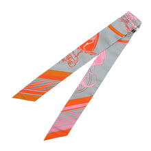 Load image into Gallery viewer, HERMES Twilly EX-LIBRIS Grease/Orange/Rose Bonbon Silk100%