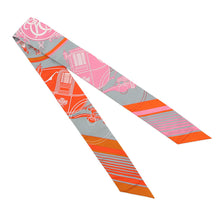 Load image into Gallery viewer, HERMES Twilly EX-LIBRIS Grease/Orange/Rose Bonbon Silk100%