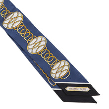 Load image into Gallery viewer, HERMES Twilly LIFT PROFIL Marine/Black/Gold Silk100%