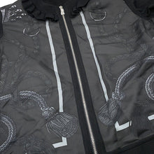 将图像加载到图库查看器中,HERMES Twill reine long-sleeved cardigan with Parfroy Remix print Size 36 Gris Charbon5H2804DL Silk100% Cashmere49% Silk48% Nylon2% Polyurethane1%