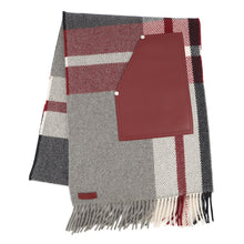 将图像加载到图库查看器中,HERMES Cashmere Scarf (Tartan Pocket, Cuir, Applique) Gray/Marine/RougeHH259150S Cashmere100%