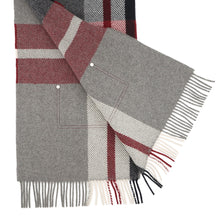 将图像加载到图库查看器中,HERMES Cashmere Scarf (Tartan Pocket, Cuir, Applique) Gray/Marine/RougeHH259150S Cashmere100%