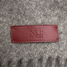 将图像加载到图库查看器中,HERMES Cashmere Scarf (Tartan Pocket, Cuir, Applique) Gray/Marine/RougeHH259150S Cashmere100%