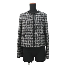Load image into Gallery viewer, Dior Cropped Houndstooth Collarless Jacket Size 36 Black/White421V58A7796 Cotton54% Acryl27% Nylon19%