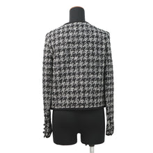 将图像加载到图库查看器中,Dior Cropped Houndstooth Collarless Jacket Size 36 Black/White421V58A7796 Cotton54% Acryl27% Nylon19%