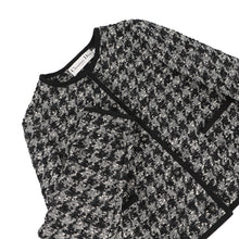 Load image into Gallery viewer, Dior Cropped Houndstooth Collarless Jacket Size 36 Black/White421V58A7796 Cotton54% Acryl27% Nylon19%