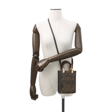 Load image into Gallery viewer, FENDI Zucca Sunshine Shopper 2-Way Handbag Brown8BS051 Canvas Leather Sequins