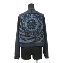 Load image into Gallery viewer, HERMES Twilleline long-sleeved cardigan in Candy Libris print Size 34 Noir Legris Fabric part Silk100% Knit part Wool97%・Nylon2%・Polyurethane1%