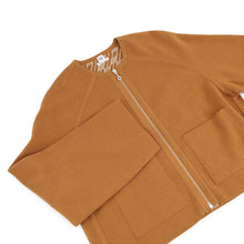 将图像加载到图库查看器中,HERMES HenBiais H Ambie Reversible Knit Short Collarless Jacket Size 34 Brown Cashmere63% Cotton35% Nylon2%