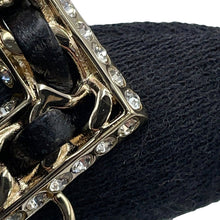 将图像加载到图库查看器中,CHANEL CC Logo No.5 motif necklace Champagne Gold/Black Metal Rhinestone Leather