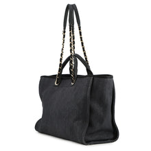将图像加载到图库查看器中,CHANEL Deauville shopping bag Navy/BlackA93786 Raffia Leather Size GM