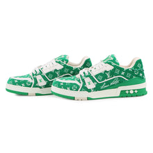 Load image into Gallery viewer, LOUIS VUITTON LV Trainer Line Sneakers Green/White Fabric Size 7