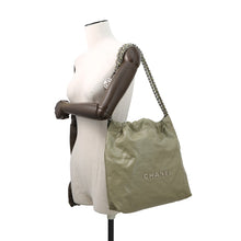 将图像加载到图库查看器中,CHANEL CHANEL 22 Chain Shoulder Bag Light KhakiAS3260 Shiny Calf Leather Size Small