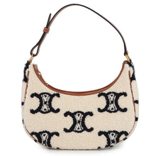 将图像加载到图库查看器中,CELINE Triomphe Ava One Shoulder Bag White/Navy/Tan193952 Polyamide Leather Size Medium
