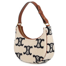 将图像加载到图库查看器中,CELINE Triomphe Ava One Shoulder Bag White/Navy/Tan193952 Polyamide Leather Size Medium