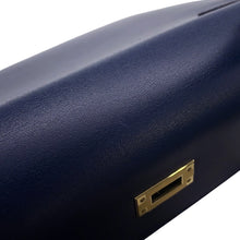 将图像加载到图库查看器中,HERMES Kelly Sellier Blue Abysse Tadelakt Leather Size 25