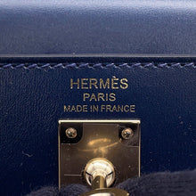 将图像加载到图库查看器中,HERMES Kelly Sellier Blue Abysse Tadelakt Leather Size 25