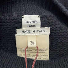 将图像加载到图库查看器中,HERMES H Pattern Rectangular Cape Poncho Size 34 Black4E2904D3 Wool 100%