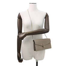 将图像加载到图库查看器中,Valextra Valextra Iside Clutch Chainshoulder Bag Greige Leather