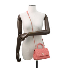 将图像加载到图库查看器中,CHANEL Coco Handle 2WAYHandbag CoralPinkAS2215 Caviar Leather Size XXS