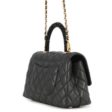 Load image into Gallery viewer, CHANEL Coco handle Dark Gray/BlackA92990 Lambskin beads Size Small
