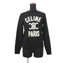 Load image into Gallery viewer, CELINE logo boat neck sweater Size XS Black / Off-whiteRY06J0U62.38OW Wool53% Cashmere47%