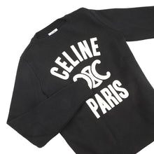 将图像加载到图库查看器中,CELINE logo boat neck sweater Size XS Black / Off-whiteRY06J0U62.38OW Wool 53% Cashmere47%
