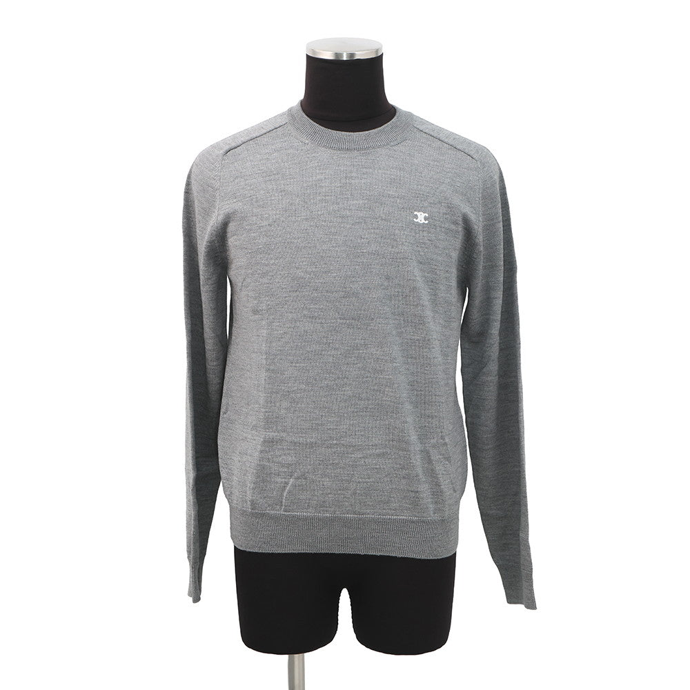 CELINE Triomphe crew neck sweater Size XS Medium Gray2AH80322U