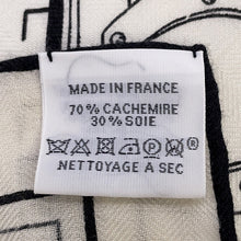 将图像加载到图库查看器中,HERMES Giant Square 140《 Cheval de Coeur Bandana 》 Size 140 White/Black Cashmere70% Silk30%