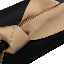 Load image into Gallery viewer, CHANEL Ribbon Motif Clutch Black Satin Rhinestone