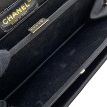 Load image into Gallery viewer, CHANEL Ribbon Motif Clutch Black Satin Rhinestone