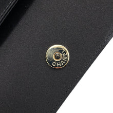 Load image into Gallery viewer, CHANEL Ribbon Motif Clutch Black Satin Rhinestone