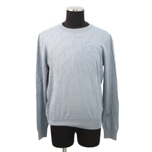 Load image into Gallery viewer, Berluti Diagonal Scritto Sweater Size L TitaniumBlueR27KRL228 Silk55% Cotton45%