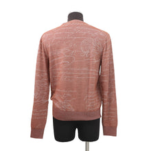 将图像加载到图库查看器中,Berluti Light Scritto Pattern Long Sleeve Crew Neck Sweater Size M Chestnut Brown Wool 96% Nylon4%