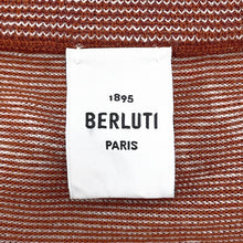 将图像加载到图库查看器中,Berluti Light Scritto Pattern Long Sleeve Crew Neck Sweater Size M Chestnut Brown Wool 96% Nylon4%