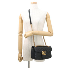 将图像加载到图库查看器中,GUCCI GG Marmont ChainShoulder Bag Black443497 Leather