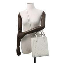 将图像加载到图库查看器中,JIMMY CHOO BRIA TOTE Star Studded 2-Way Handbag White Leather