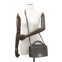 Load image into Gallery viewer, CHANEL Boy Chanel ChainShoulder Bag Brown/Gray/RedA94804 Lambskin Size 25