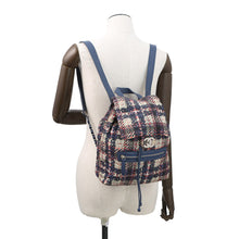 将图像加载到图库查看器中,CHANEL CC Logo Tweed Print Backpack Blue/MulticolorA66445 Nylon Leather