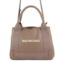 Load image into Gallery viewer, BALENCIAGA Navy Kabas Greige390346 Leather Canvas Size XS